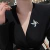 Women Brooch Bird Wing Pigeon Shape Suit Pin Sparkling Rhinestones Inlaid Retro Style Peace Symbol Brooch Woolen Coats Accessory