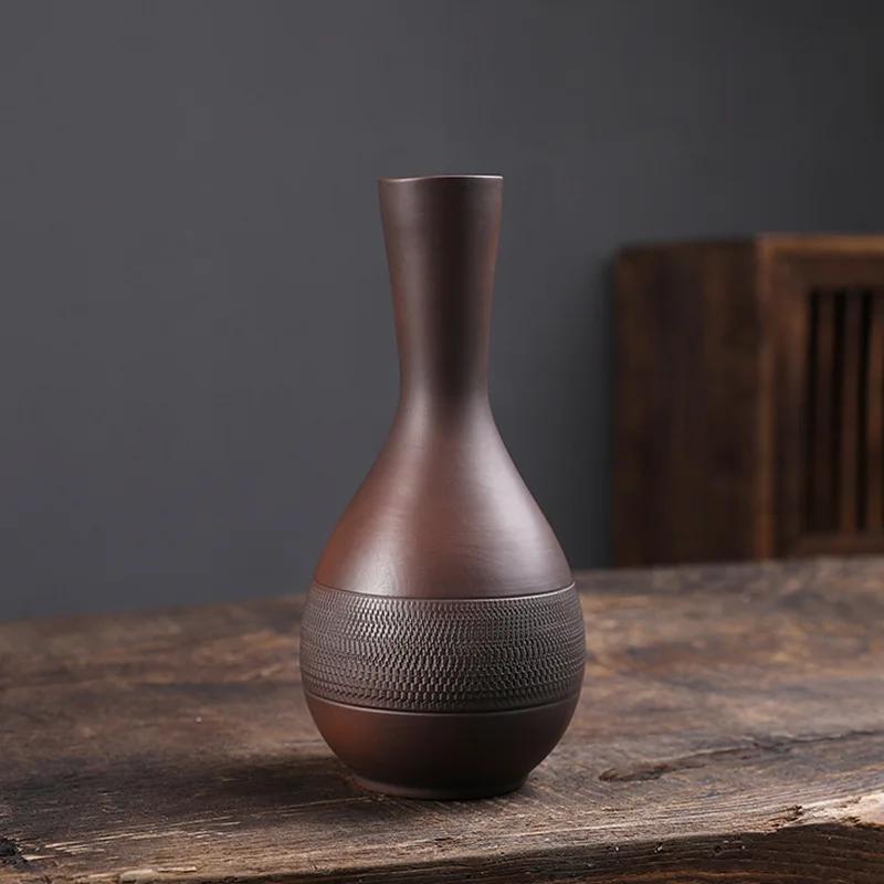 Purple Pottery Retro Ceramic Vase Personality Fashion Mini Flower Vase Hydroponic Flower Arrangement Ornament Tea Ceremony