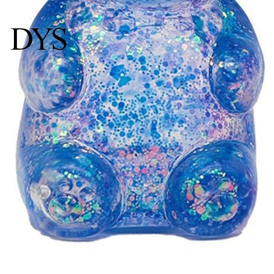 Clear Stress Ball Bear Squeeze Toy Anxiety Relief Glitter Sugar Sensory Soft Stretchy Decompression Fidget Kids