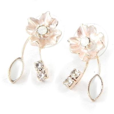 [B5370] - Designer Earrings 'Autumn Leaves' White