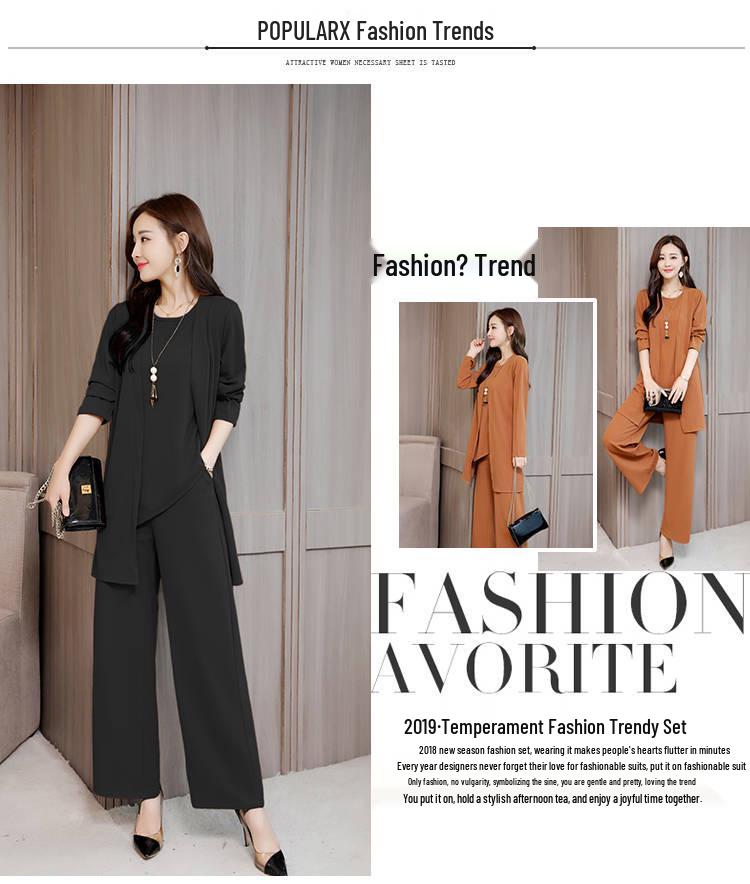 Spring & Autumn Loose Fit Three-Piece Plus Size Women's Fashion Suit