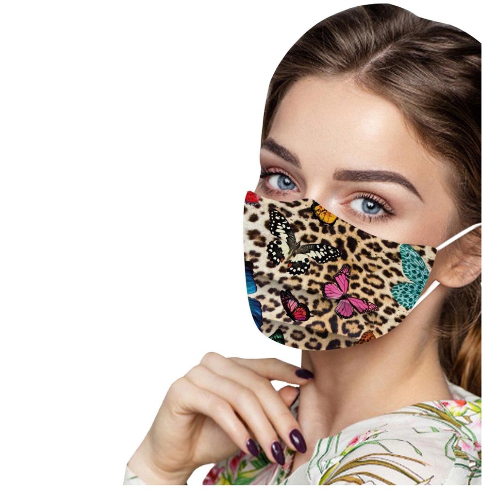 10PC Adult Leopard Butterfly Printing Three-Layer Disposable Protective Mask