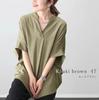 Japanese summer new spring and autumn V-neck pullover loose and thin solid color shirt top women's shirt