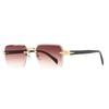 Retro Frameless Polarizing Lens Sunnies Eyewear Anti-UV Glasses Square Frame Sunglasses  Summer