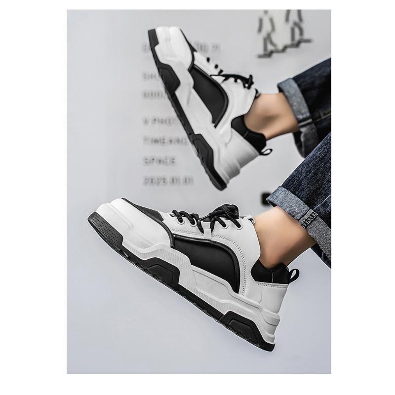 Mens Breathable Thick Sole Trendy Versatile Casual White Sports Sneakers