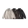 PU Artificial Leather Jacket Woman Solid Color Hip-hop Jacket Top Motorcycle Style Faux Leather Jacket for Women
