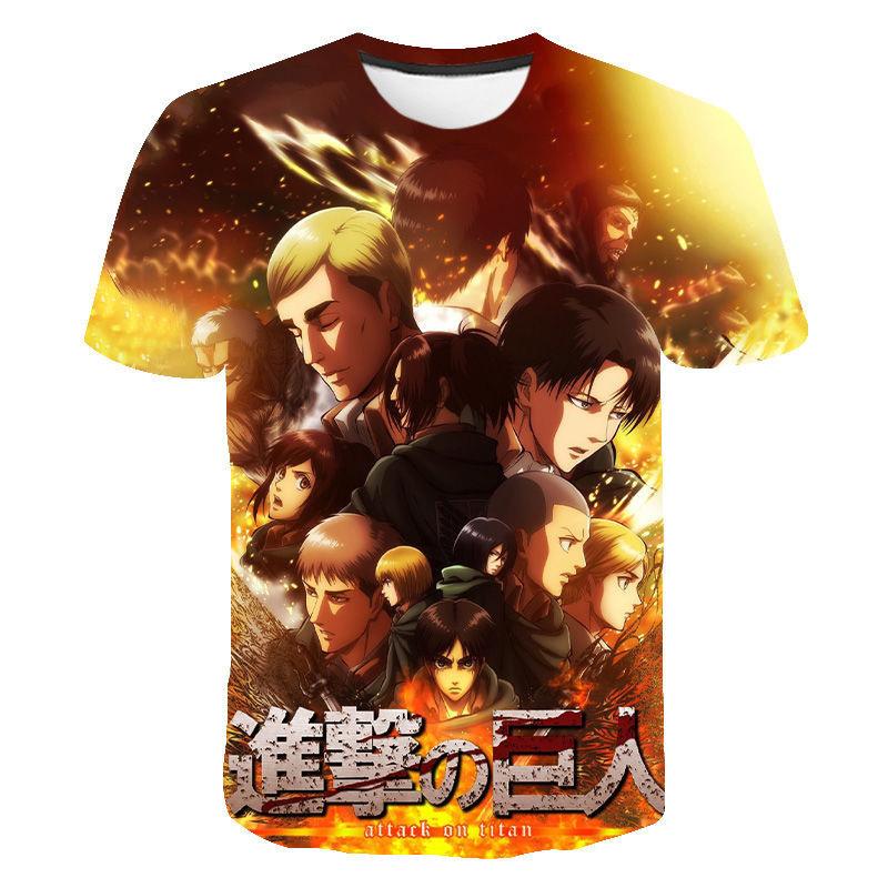 Fashion Attack on Titan 3D Printed T-Shirt, Anime Graphic Tee, Lightweight Polyester Breathable Casual Streetwear Clothes