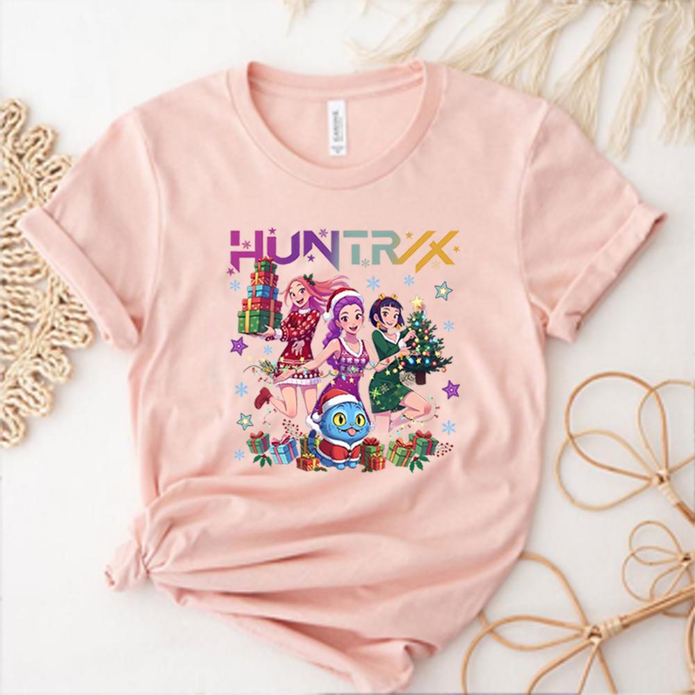 Huntrix Weihnachtsshirt Huntrix Mädchen und Dämonenjäger Tiger Weihnachtst-Shirt Niedliche Derpy Tiger Shirts Damen Weihnachtsgeschenk