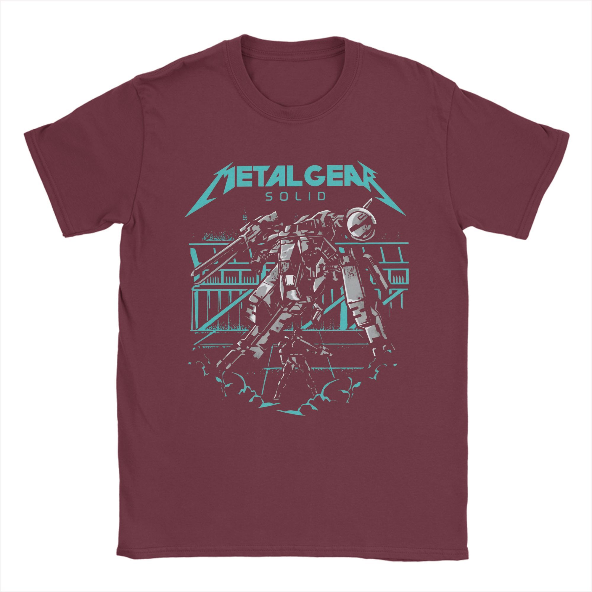 

Мужская футболка с логотипом Heavy Metal Gear, футболка из чистого хлопка, футболка для отдыха с коротким рукавом и круглым воротником, идея для подарка S бордовый