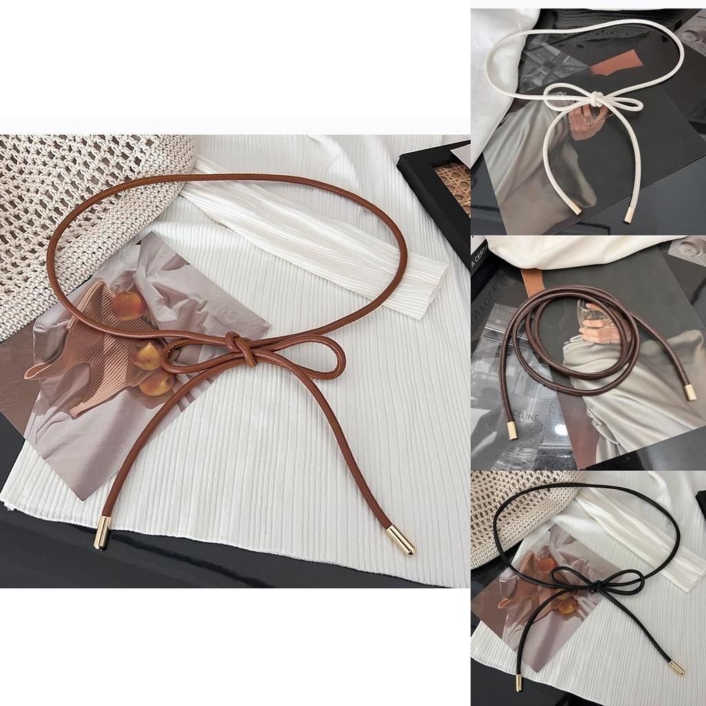 Stylish Pu New Leather Thin Waist Belt For Women With Smooth Buckle In Black Cream Coffee And Colors Camel