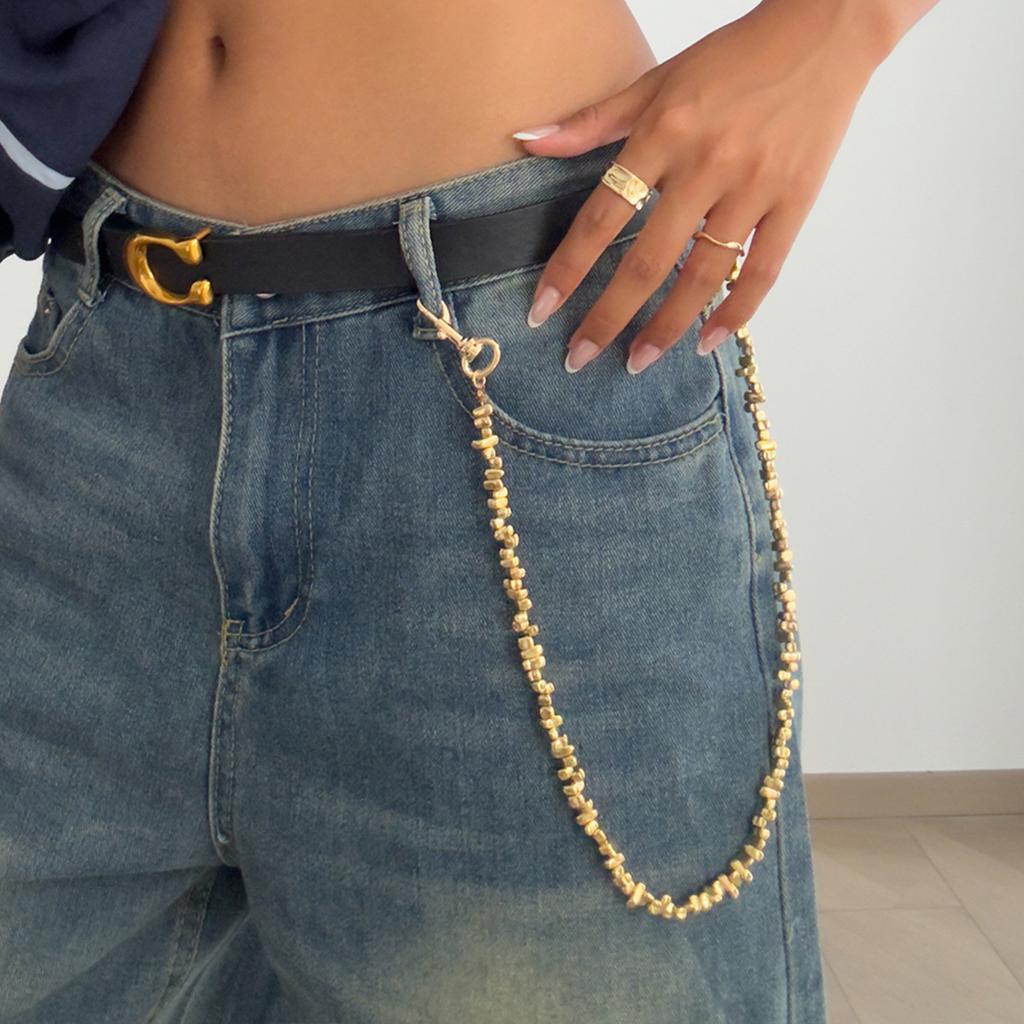 Design Style Irregular Beaded Jeans Chain, Personalized Geometric Clothing Chain, Bag Chain Pendant