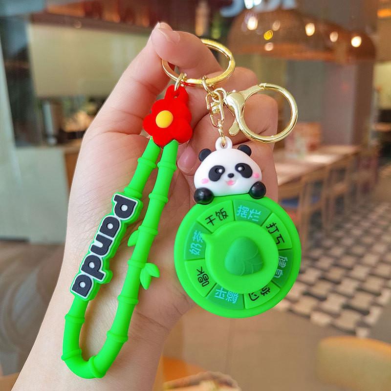 Rotation Capybara Stylish Keychain Panda Apple Heart Keyring Silicone