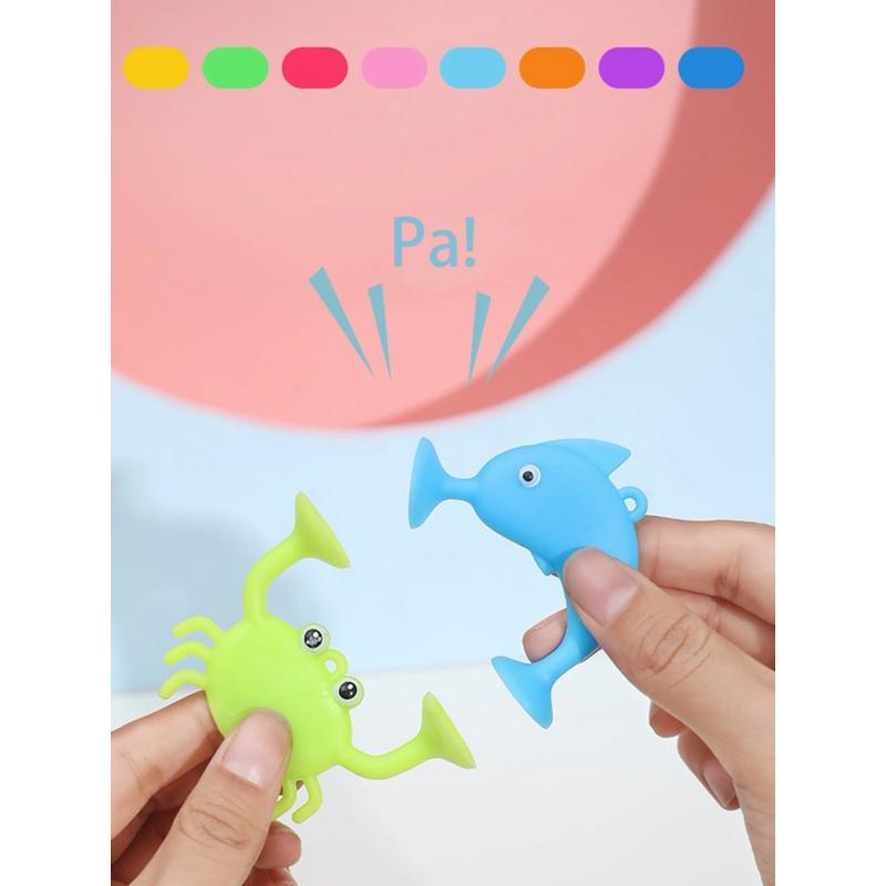 New 9pcs Suction Sticky Cup Kids Education Soft Building Blocks Versatile Ocean Animal Puppet Bath Sensory Toy for Baby Gift