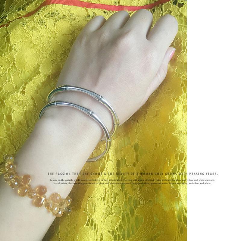XIYANIKE New Arrival Silve Plated High Quality Sliver Multi Segment Bamboo Open Adjustable Bracelets Bangle Women