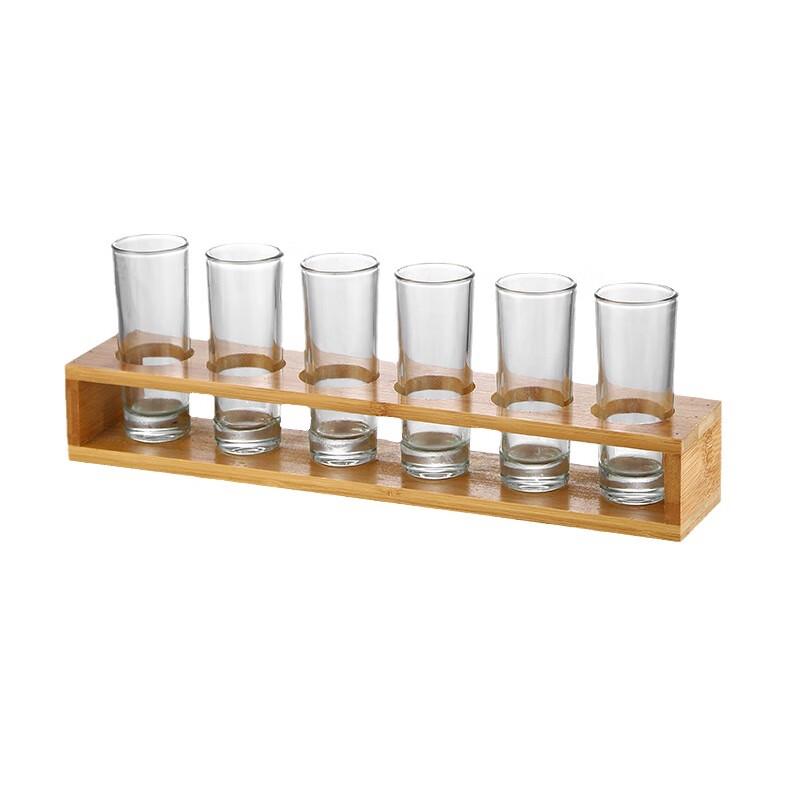 OIMG Baijiu Glass Set - 6 x 70ml Glasses & Bamboo Rack