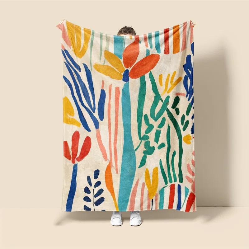 

Scandinavian ins style Morandi blanket abstract geometric design anti-static dust Netroots with the same sofa cover blanket 75x90cm