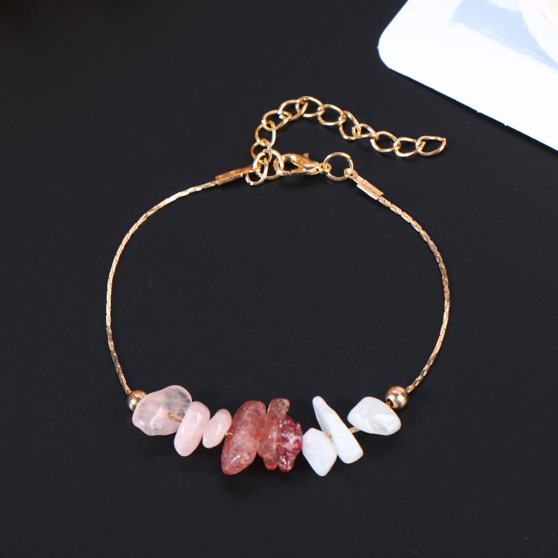 

1pc Crystal Menopause Strawberry Quartz Stone Beads Bracelet For Women Handmade Natural Stone Beaded Bangle Jewelry Gifts золотой