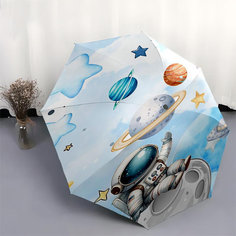 1PC space astronaut Umbrella-8-Rib Reinforced Portable Folding Travel Suitable for All Seasons Outdoor Daily , Fun Design-Z0421