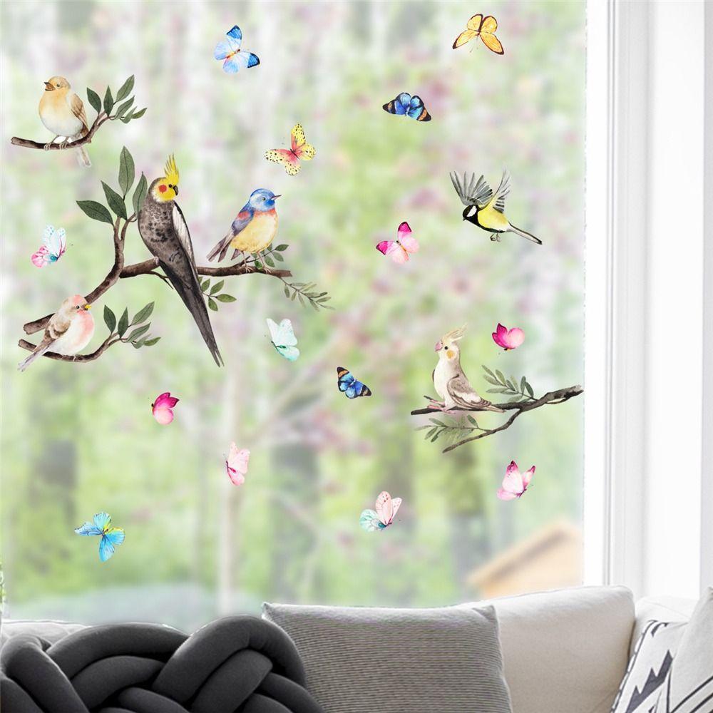 Bird Home Decor Double-sided Visual Butterfly Decals Static Stickers Window Film Window Stickers