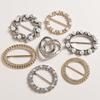 Women Gift Elegant Round Three-ring Crystal Square Brooch Scarf Ring Shawl Clip Scarf Buckle