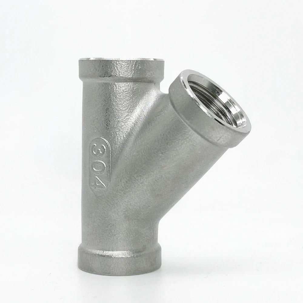 1/4" 3/8" 1/2" 3/4" 1" 1-1/4" 1-1/2" 2" BSP Female Y Shape 3 Ways Connector Coupler Splitter 304 Stainless Steel Pipe Fitting