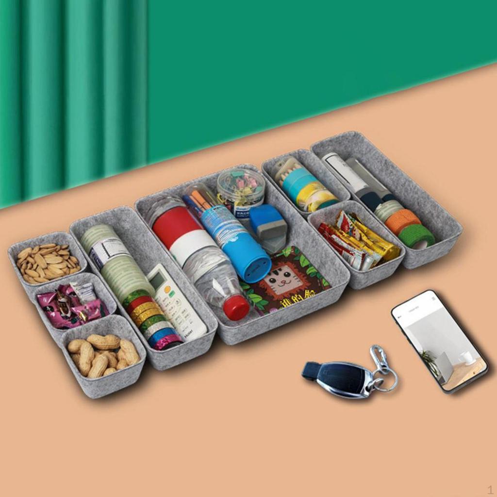 Felt Drawer Organizer Tray 8 Grids Multifunctional Simple Separator Storage Box for Shelf Cabinets