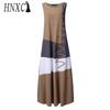 HNXC Women Cotton Sleeveless O-Neck Summer Vintage Print Long Dress