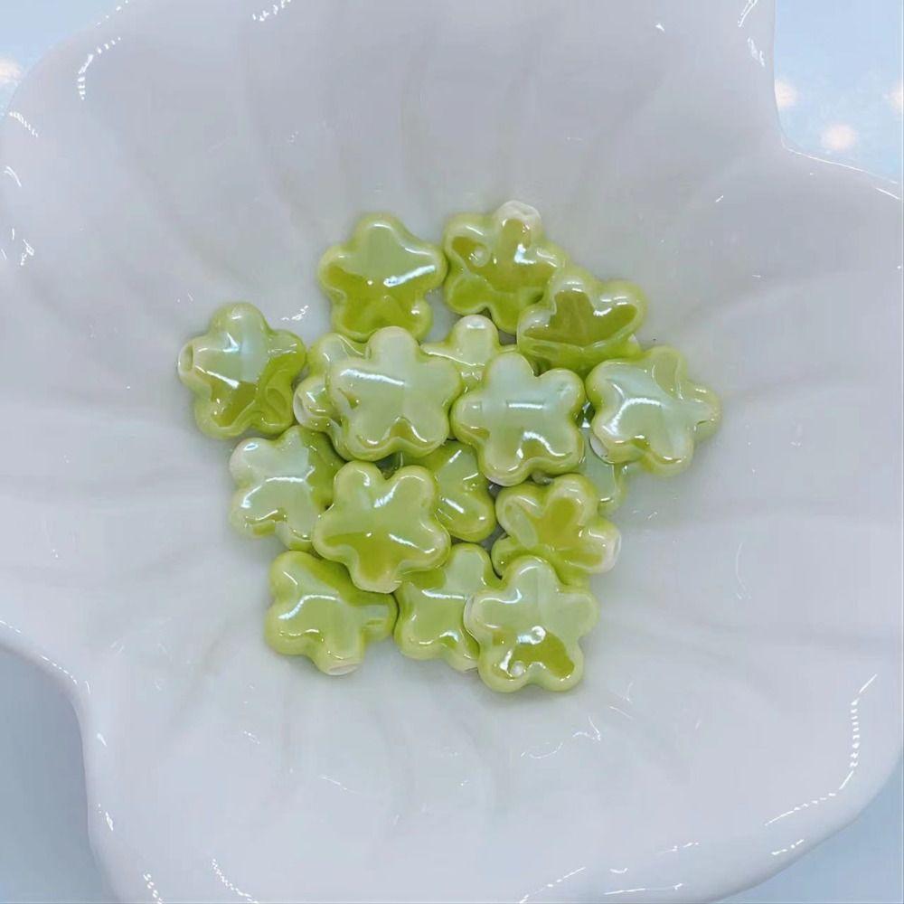 10pcs Ceramic Five-petaled Flower Bead Handmade Craft Jewelry Making Material Gift