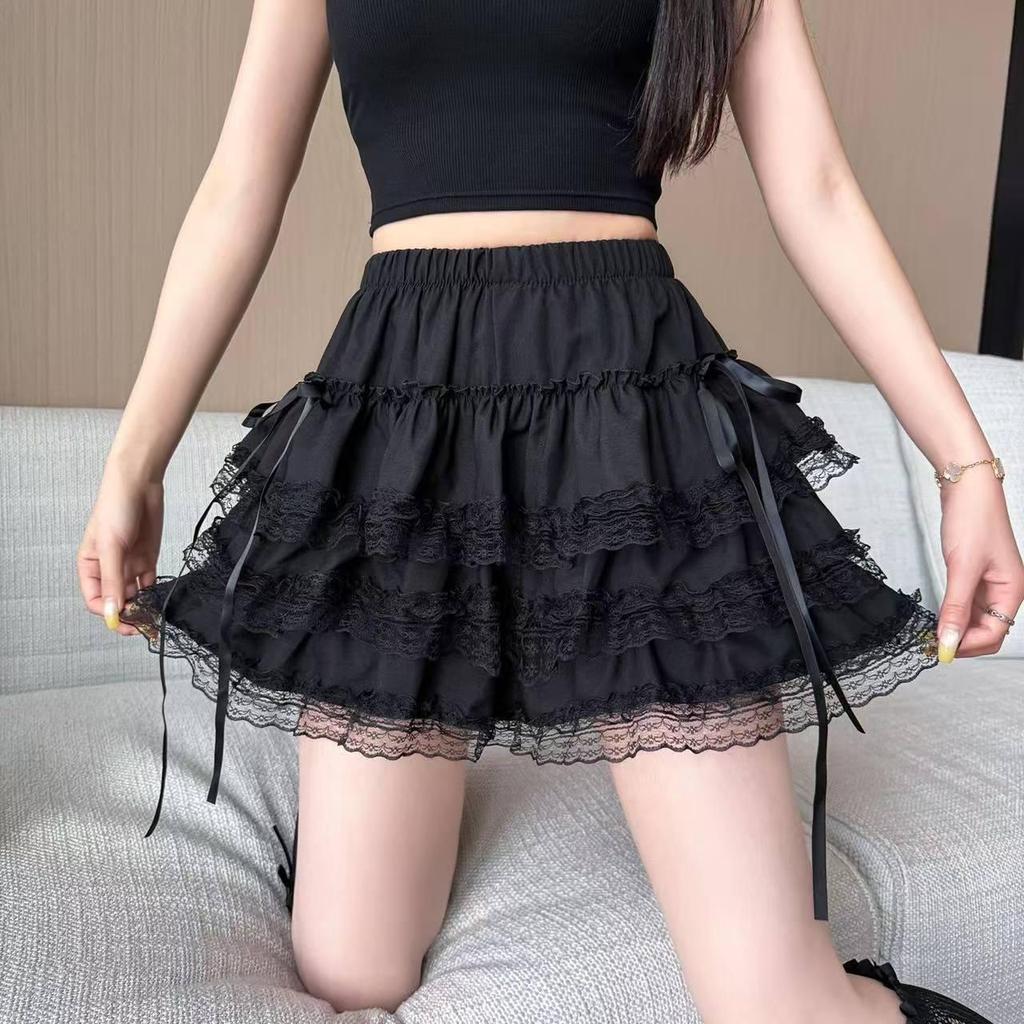 Sweet White Puffy Lace Ballet Skirt - Petite, High Waist, Elastic Waistband