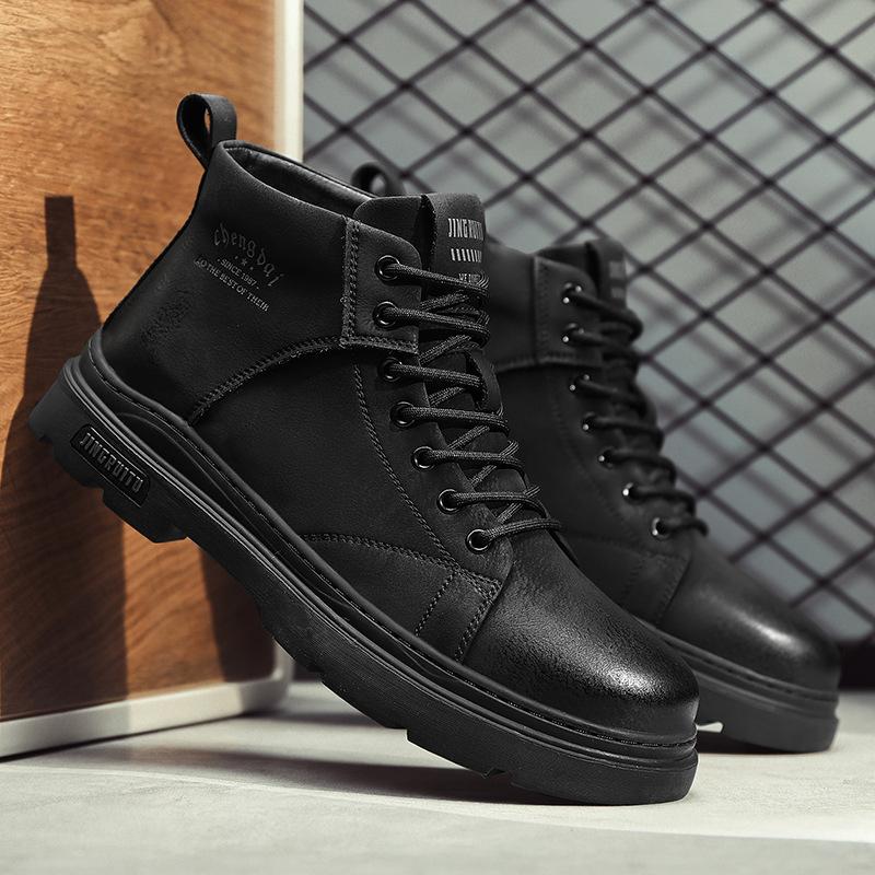 

Martin boots spring new high-top retro trend men s tooling boots heightened thick-soled British locomotive short boots 39