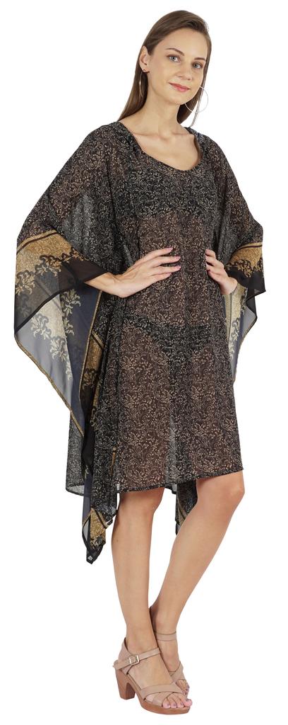 Moomaya Women  s Short Hoodie Kaftan Loose Tunic Kimono Sleeve Mini Beach Cover Up