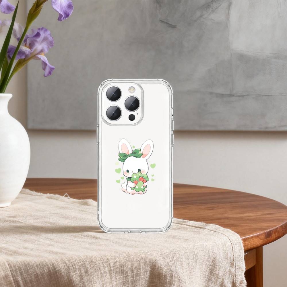 Cute Bunny Baby Rabbits Phone Case For iPhone 17 16 15 14 13 12 11 Mini Pro Max Plus Transparent Cover