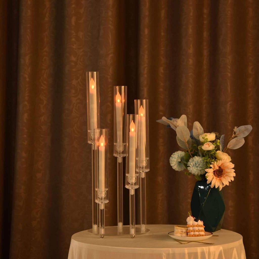 Transparent Acrylic Cross Wedding Candlestick for Banquets, Hotels, Aisles, Restaurants, and Bars
