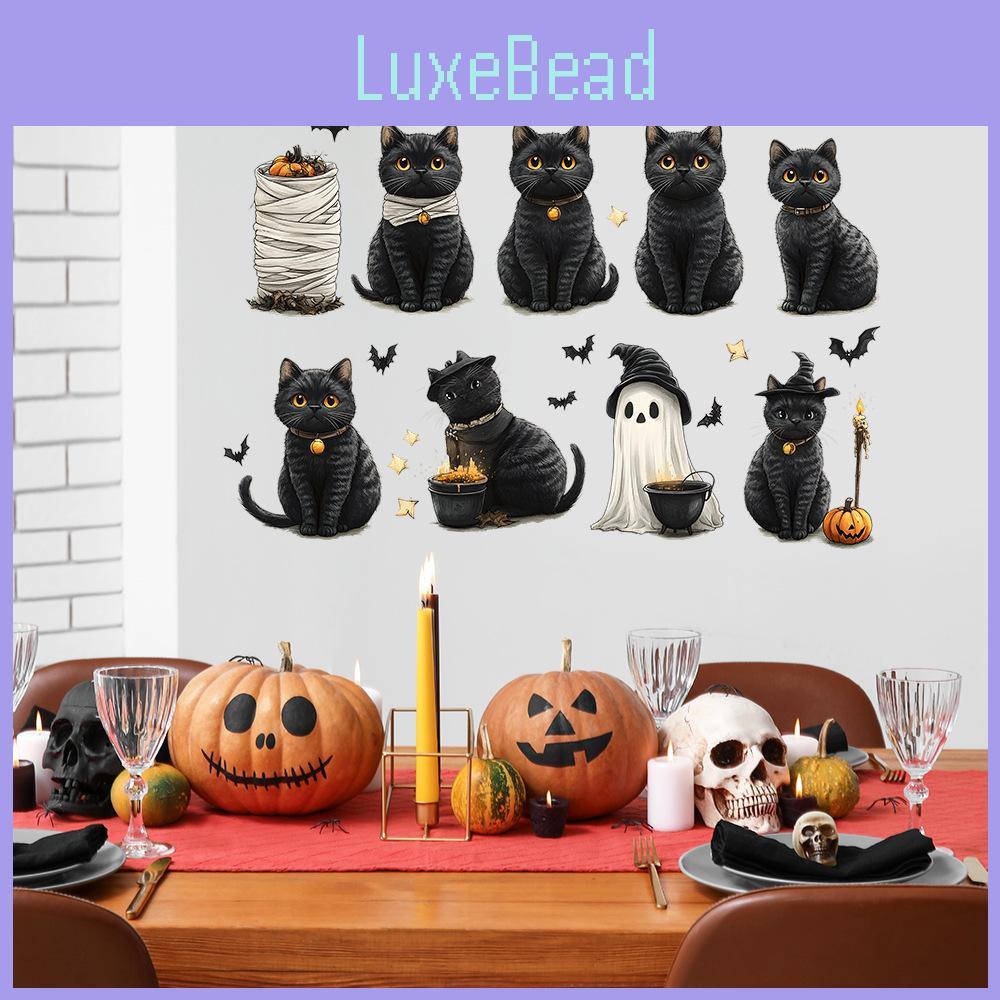Cute Black Halloween Cat Bat Ghost Bedroom Home Decoration Stickers Wall