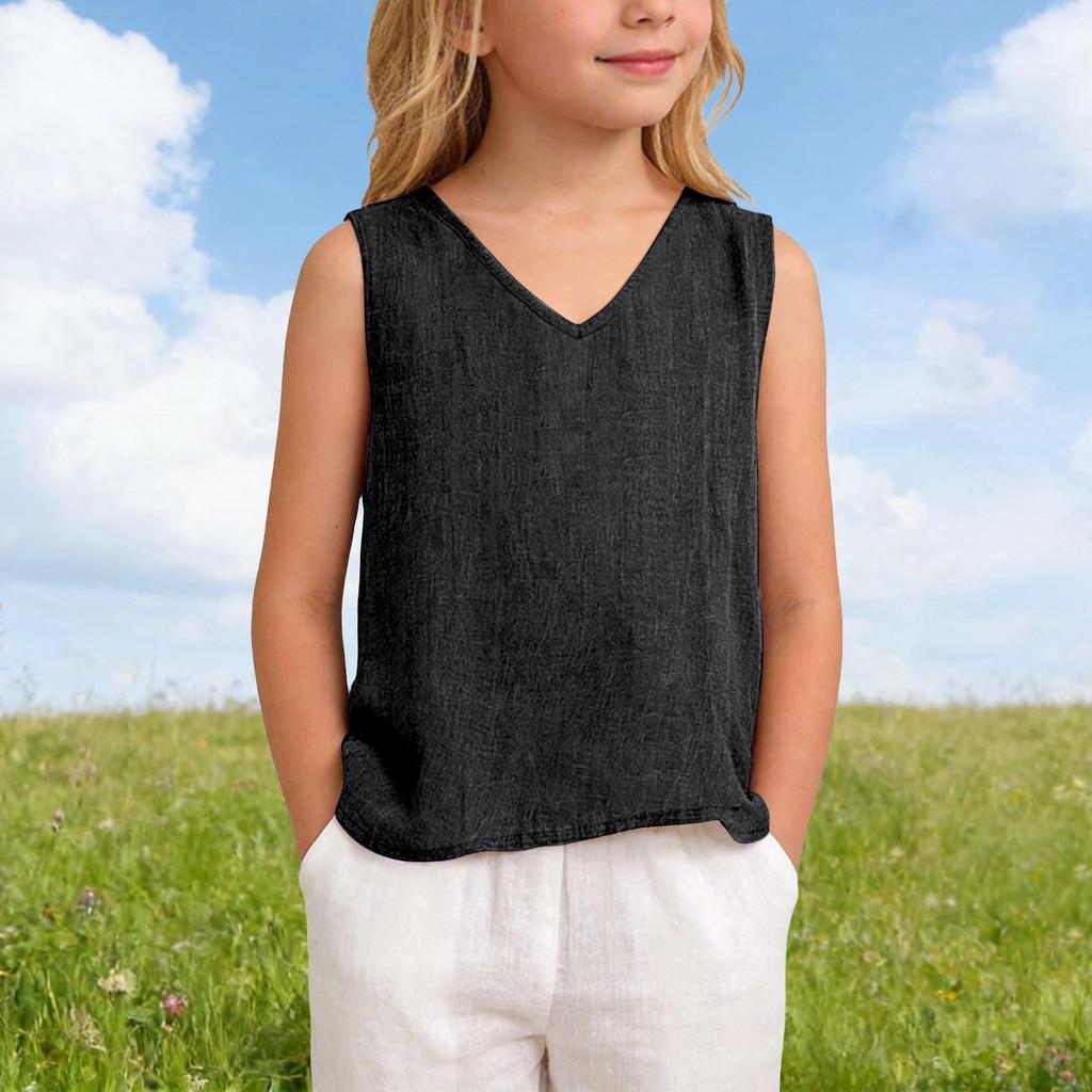 Lockeres T-Shirt für Kinder: Lässiges ärmelloses Mädchen-Tanktop