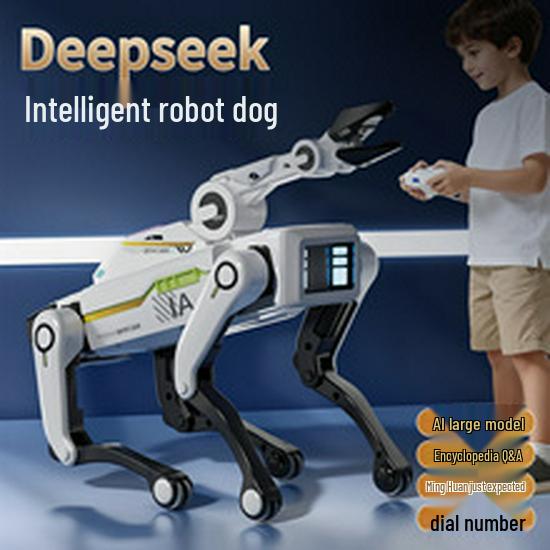 Smart AI Robot Dog with Voice Dialogue, Remote Control, Call Function, Item Pickup & Cannonball Shooter