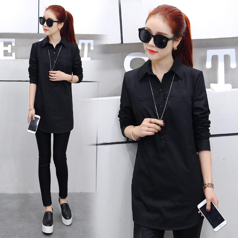 Women's Long-Sleeve Slim A-Line Lapel Shirt for Spring & Autumn - Korean Urban Style