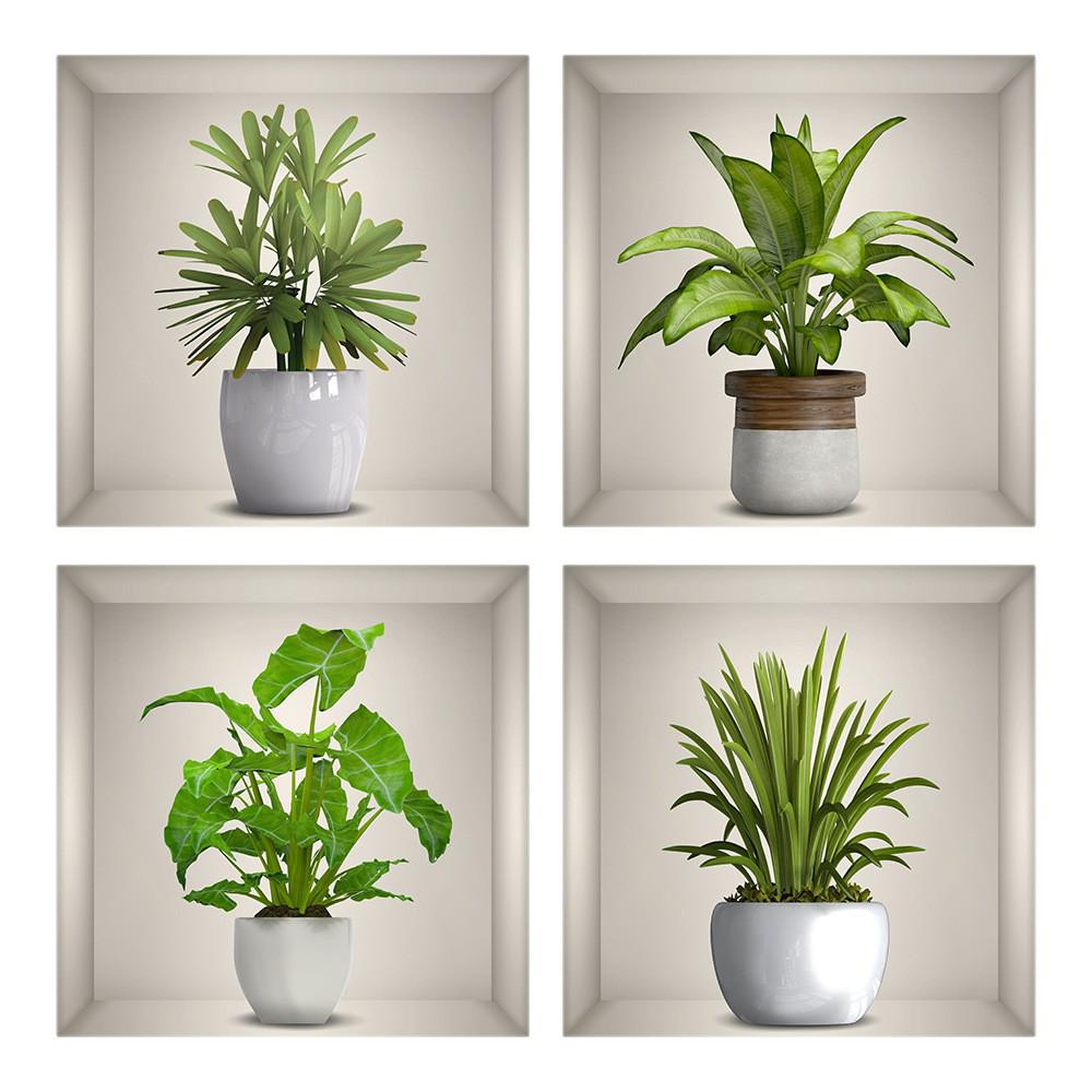 3D Green Plant Potted Wall Sticker: Waterproof, Self-Adhesive Decoration for Living Room, Bedroom, Entryway - Hides Blemishes and Fills Holes