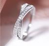 Wedding Band Ring for Women Classic Crossover Design with Cubic Zirconia Accents Sterling Silver Bridal Jewelry