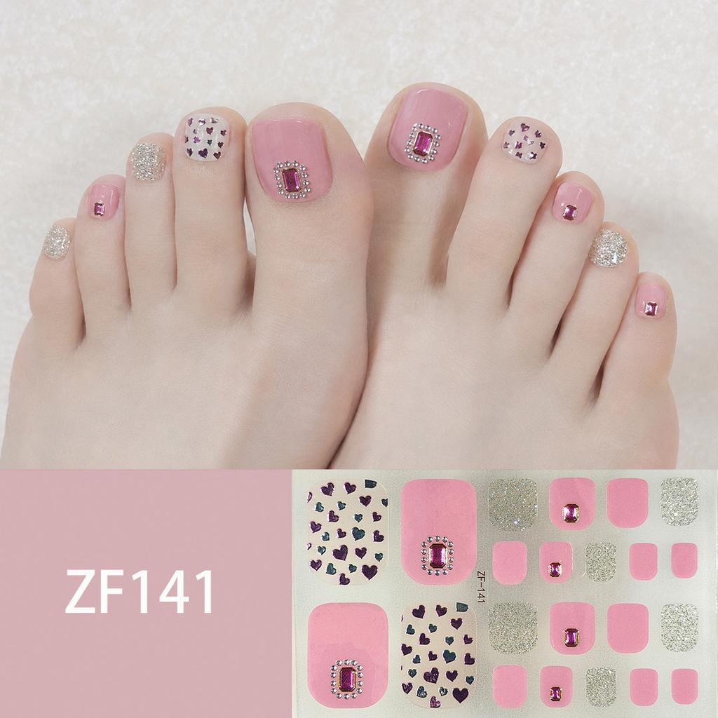 Waterproof Long Lasting ZF 3D Faux Rhinestone Stereo Pattern Full Cover Finished Toe Nail Stickers, Skin Brightening Toenail Decals