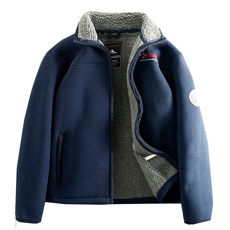 Accessible Luxury Cattle Goods! Factory Direct Sales Thickened Heattech Men Berber Fleece Coat Loose Plus Size Velvet Stand Collar Jacket