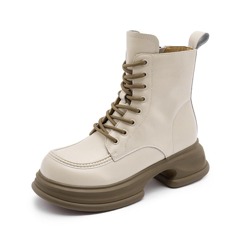 

Кожаные ботинки Мартин женские 2025 осень и зима новые полусапоги детские толстый каблук толстая подошва бархатные теплые в британском стиле короткие ботинки 40