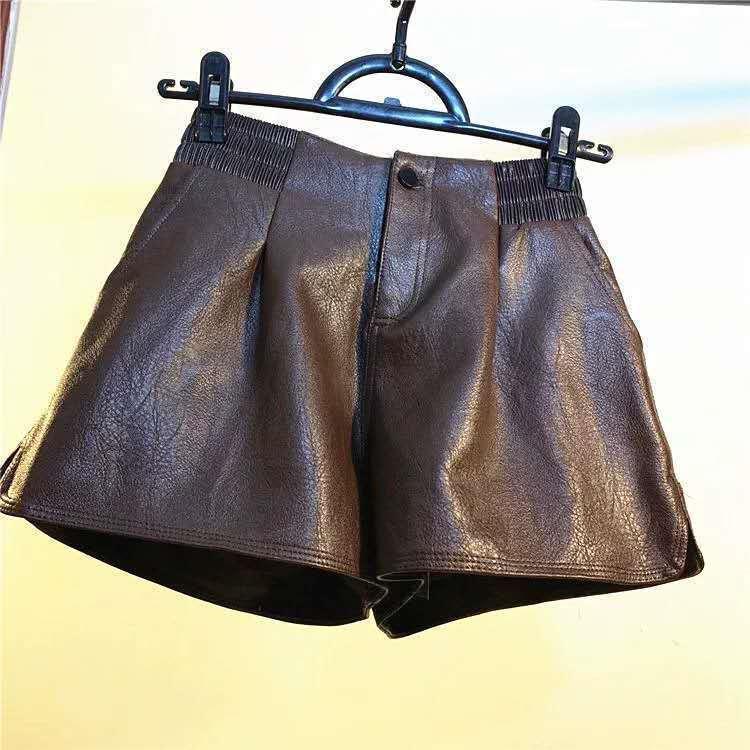 2025 Women's High Waist Leather Shorts: Korean Style Wide-Leg, Bootcut, Versatile for Autumn/Winter