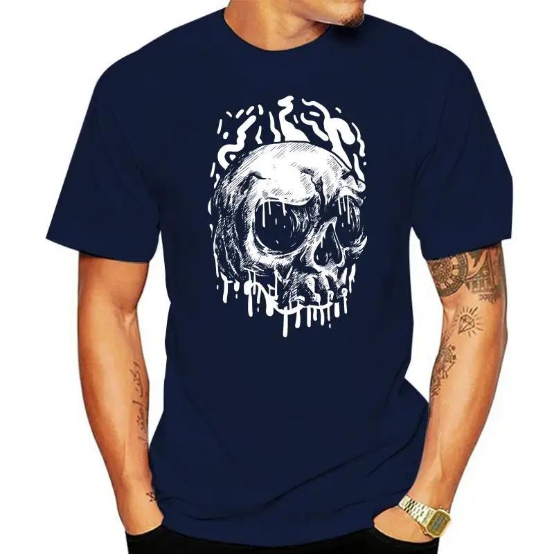 Dripping Skull T-Shirt S-5Xl Screenprinted Rock Mens Punk Goth Metal Grunge Retro Tee Shirt