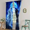 Low Growling Wolf Full Moon Scenery Printed Curtains Home Decoration Room Made Of Polyester