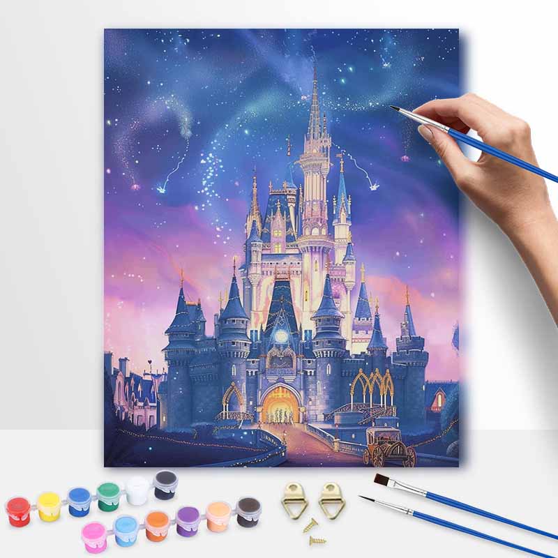Disney Night Castle Paint By Number Kit Number Drawing Canvas DIY Picture Home Decor Disney Fantasy Fairytale Magic Art Painting Set
