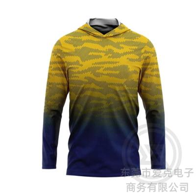 Mens Quick-Dry Long Sleeve Hooded Fishing Shirt Breathable Outdoor Casting Top Summer Cycling Sports