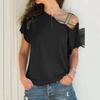 European & American Casual Slant Shoulder Irregular Short Sleeve Women's T-Shirt - Summer Fashion Trend