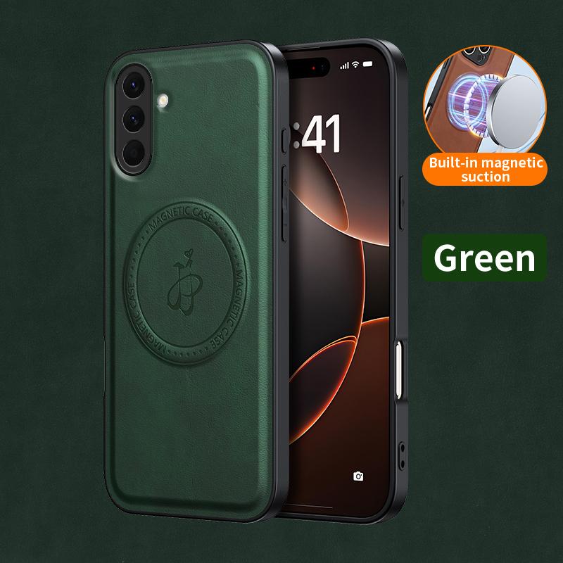 PU Leather Wireless Charging Magnetic Case for Samsung Galaxy A56 A36 A26 A16 5G A55 A35 Protective Cover Hard Back Shell Coque