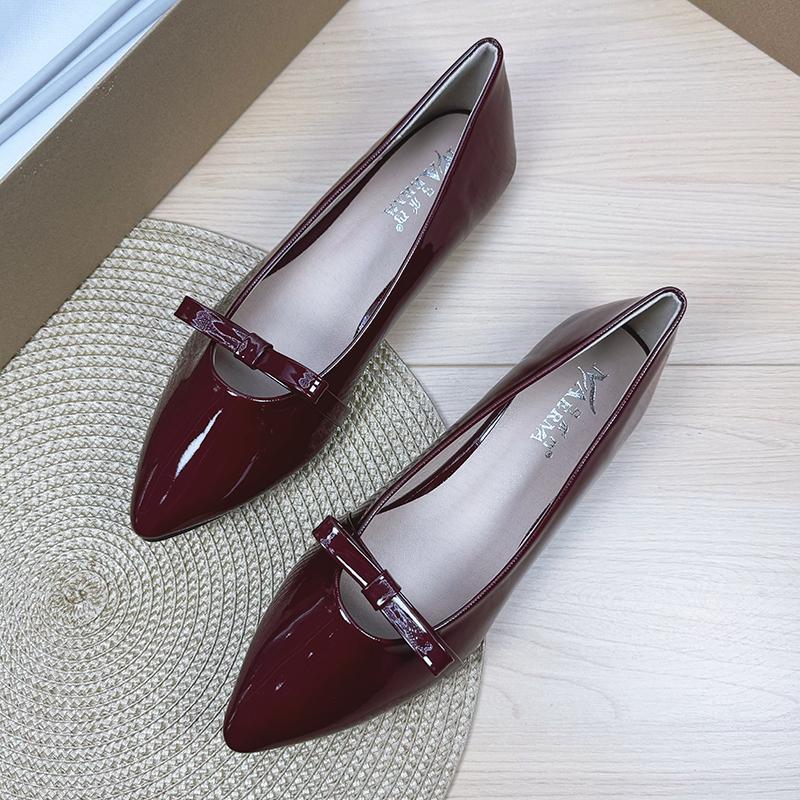 Fashion Butterfly Flat Shoes for Women Spring and Autumn 2025 Mary Jane Shallow Mouth French Retro Pointed Toe Plus Size Women's Shoes
